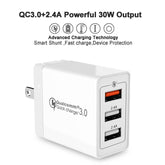 SDC-30W 2 in 1 USB to Micro USB Data Cable + 30W QC 3.0 USB + 2.4A Dual USB 2.0 Ports Mobile Phone Tablet PC Universal Quick Charger Travel Charger Set, US Plug, with Micro USB Cable, US Plug